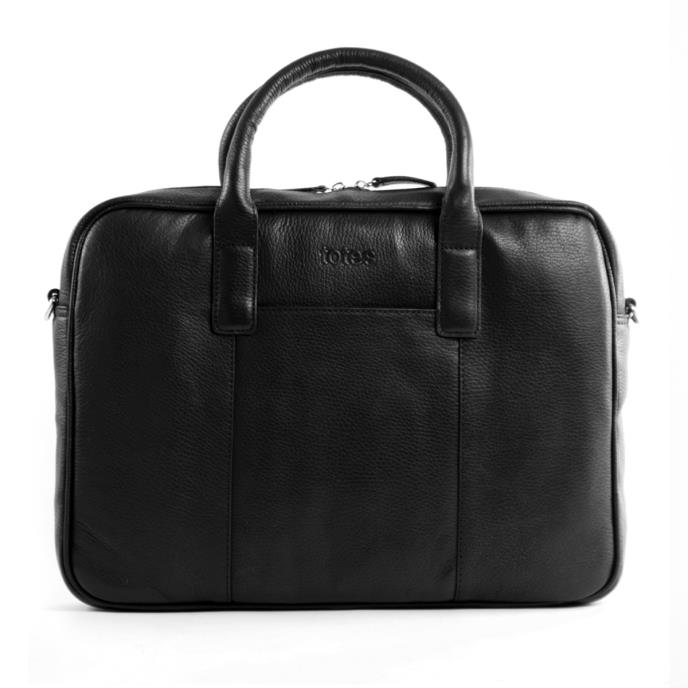 totes® Genuine Leather Laptop Bag Black Extra Image 1